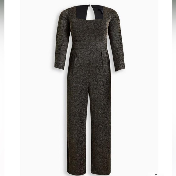 torrid Pants - NWT Torrid new Glitter Knit Sweetheart Neck Jumpsuit gold and black shinny